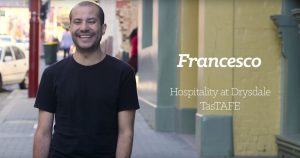 Fra, international student from Italy, studying Hospitality at TasTAFE